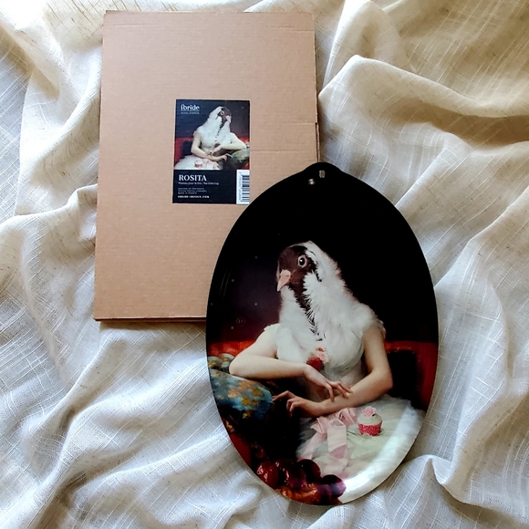 Le Boudoir Galerie De Portraits Rosita Pigeon Surreal Wall Tray Art by iBride